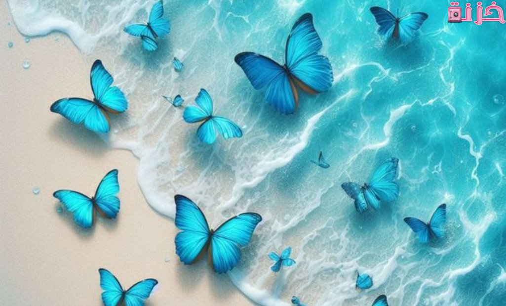 خلفية فراشات علي الماء