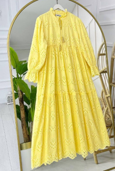 فساتين محجبات صيفي باللون الأصفر