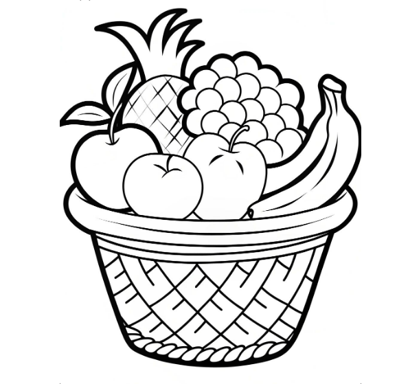 صور تلوين طبق الفاكهة للاطفال