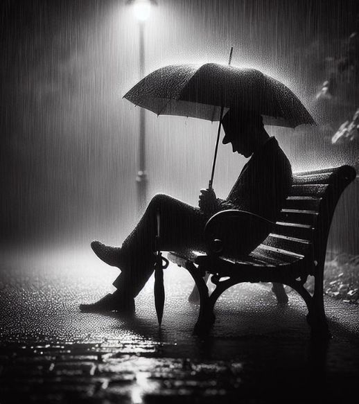 صور رجل حزين تحت المطر