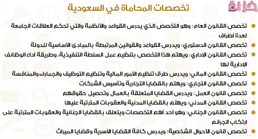 تخصصات وشروط رخصة المحاماة في السعودية