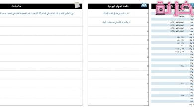 نموذج قائمة المهام اليومية