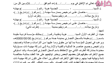 صيغة خطاب تحويل مؤسسة الى شركة