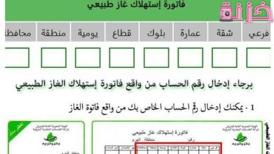 الاستعلام عن فاتورة الغاز